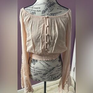 Chic Blush Button-Up Women's Blouse